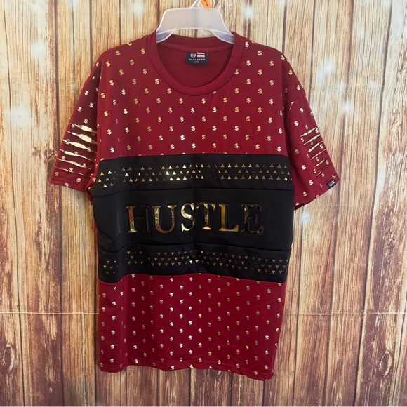 Phat Farm Men’s Short Sleeve Hustle Foil Print with Dollar Signs T-Shirt Size L - Picture 1 of 11